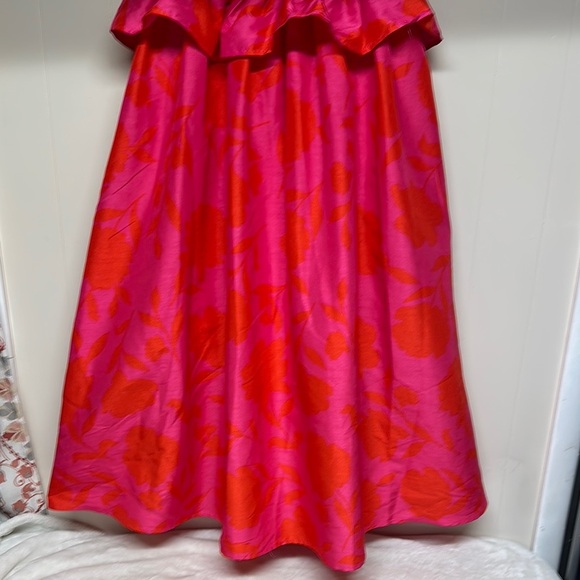 kate spade Pink and Red Floral Peplum Midi Dress - Picture 14 of 14